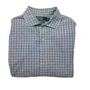 Polo by Ralph Lauren Westerton Button-Down Plaid Blue Pink Men’s Size Large